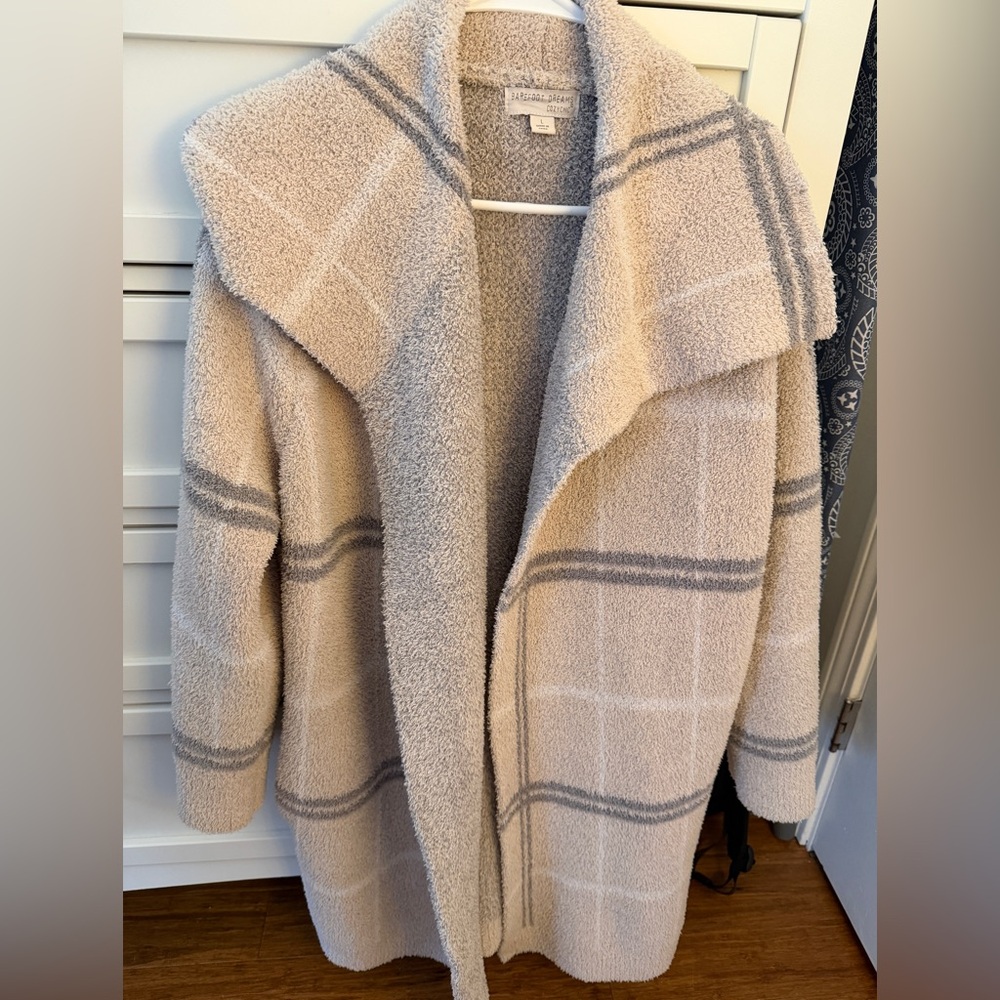 Barefoof Dreams Cozy Beige Plaid Women's Coat